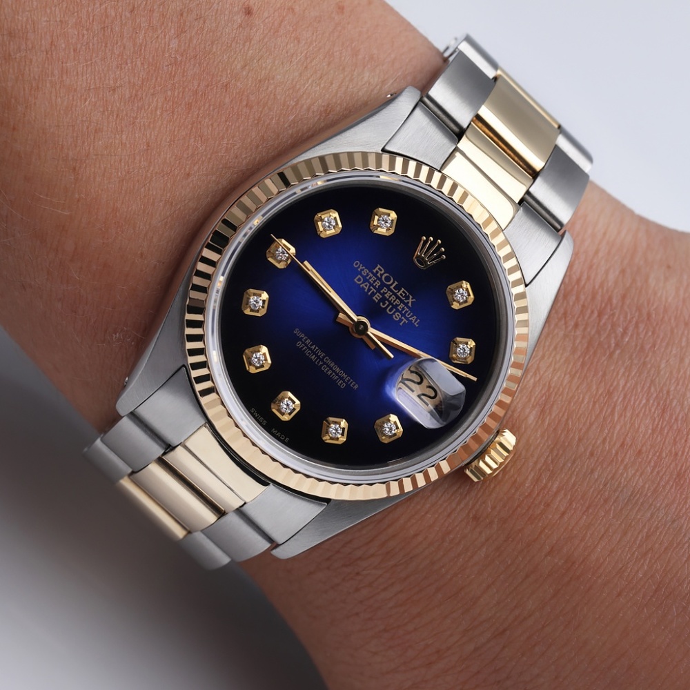 Rolex 36mm Two Tone Oyster Blue Vignette Dial